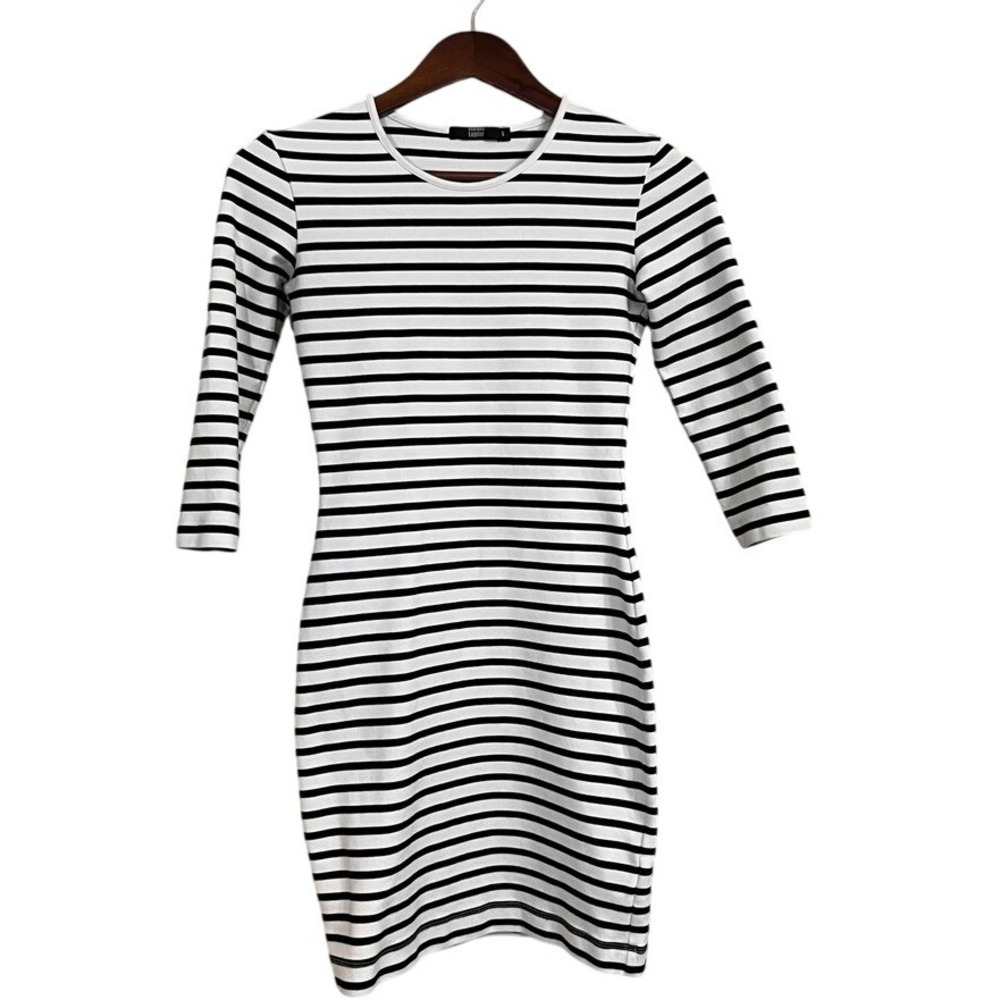 Markus Lupfer Black and White Striped‎ Bodycon Dress Cotton Silk Size S